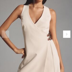 Anthropologie Cream Sheath Midi Dress with V-Neck